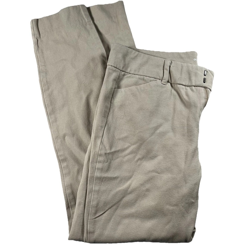 Old Navy Pixie Ankle Pants Women 2 Beige Mid Rise Straight Leg Stretch‎